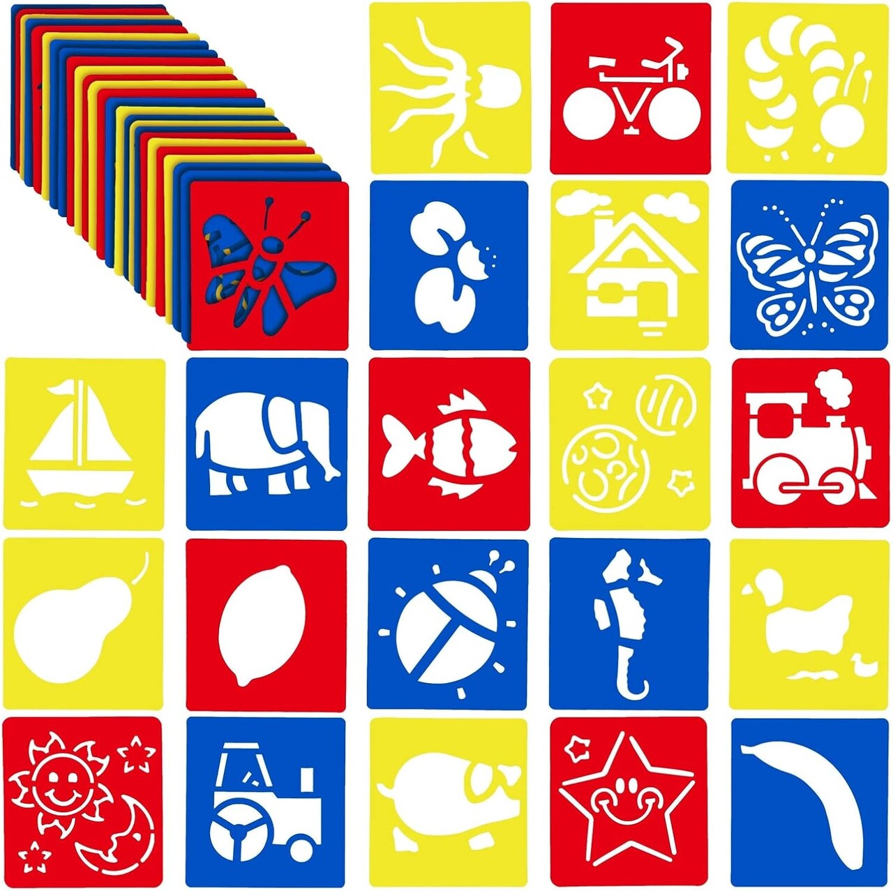 Drawing Stencils, Hollow Out Drawing Templates, Plastic Animal Stencils for Craft Projects (5.6 x 6 Inch) - 54 Pack
